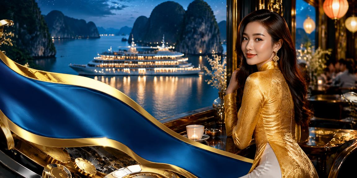 Cảnh vịnh Hạ Long lung linh, đại diện cho trải nghiệm VIP sang trọng